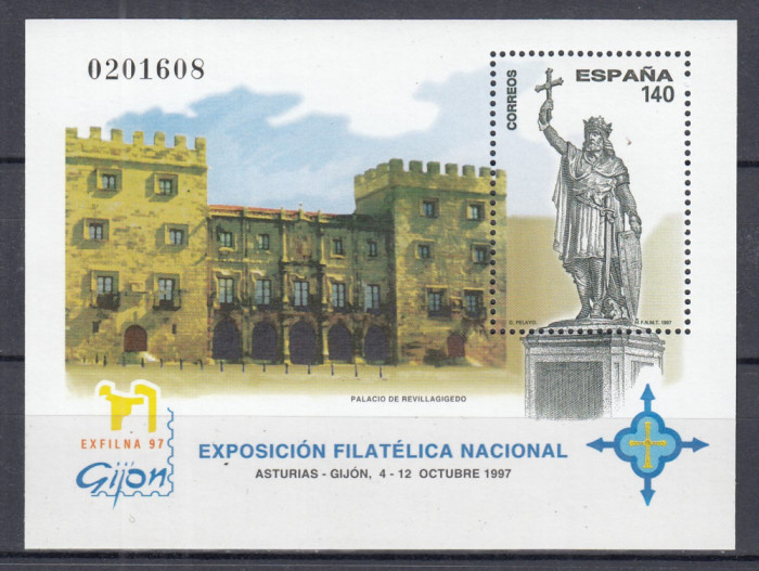 SPANIA 1997 EXPOZITIA FILATELICA NATIONALA ASTURIAS-GIJON BLOC MNH