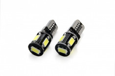 Set 2 Becuri LED CanBus 5SMD 5730 T10 (W5W) 12V, Alb foto