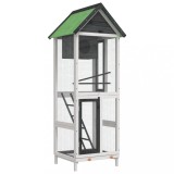 Cumpara ieftin Colivie de pasari, gri, 60x58,5x160 cm, lemn masiv de pin