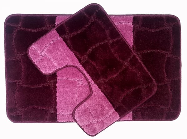 Set 2 Covorase Baie, Antiderapante, Sariyer Aubergine - 50x80/40x50