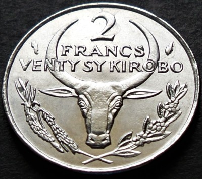 Moneda exotica 2 FRANCI KIROBO - MALAGASY MADAGASCAR, anul 1977 *cod 3785 = UNC foto