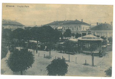 3633 - ORSOVA, Park, carriages, Romania - old postcard - used - 1925 foto