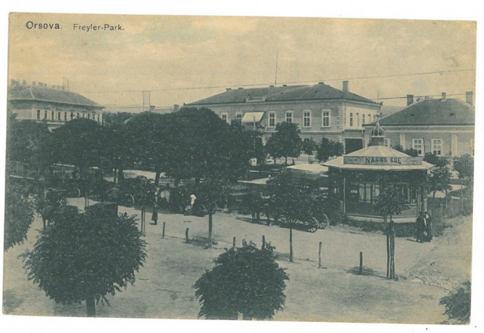 3633 - ORSOVA, Park, carriages, Romania - old postcard - used - 1925