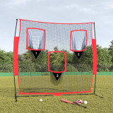 VidaXL Plasă de baseball portabilă negru/roșu 183x105x183 cm poliester