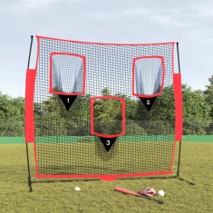 vidaXL Plasă de baseball portabilă negru/roșu 183x105x183 cm poliester 93747