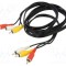 Cablu RCA VCOM 3m cu mufe x3, placare nichelat negru