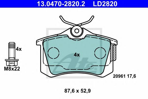 Set placute frana,frana disc AUDI A4 (8EC, B7) (2004 - 2008) ATE 13.0470-2820.2