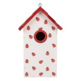 Cumpara ieftin Casuta Pasari lemn alb rosu negru 15x10x22 cm