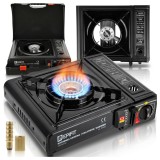 Aragaz de camping portabil, 1 arzator, 2500W, negru, folosit cu butelie de gaz butan(neinclus), JollyMag, 114502
