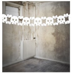Ghirlande decorative pentru petrecere tematica Halloween, hartie, 3 m, alb/negru