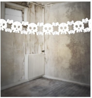 Ghirlande decorative pentru petrecere tematica Halloween, hartie, 3 m, alb/negru foto