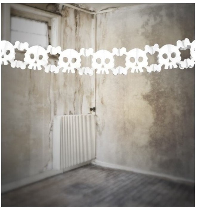 Ghirlande decorative pentru petrecere tematica Halloween, hartie, 3 m, alb/negru