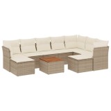 Cumpara ieftin Set canapele de gradina cu perne, 10 piese, bej, poliratan