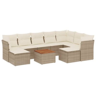 Set canapele de gradina cu perne, 10 piese, bej, poliratan foto