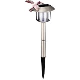 Lampa Solara Decorativa RGB, Globo, Argintie, Stalp LED, Otel Inoxidabil, 46.5cm, IP44