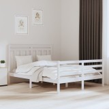 Cumpara ieftin Cadru de pat King Size, alb, 150x200 cm, lemn masiv