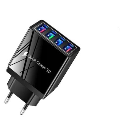 Incarcator priza,incarcare rapida 3.0 cu 4x USB - Negru foto