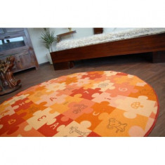 Covor copilăresc Puzzle portocaliu rotund, cerc 100 cm