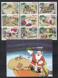 Dominica 1981 - Crăciun - Walt Disney &bdquo;Atelierul lui Moș Crăciun&rdquo;, Serie + Colita, MNH