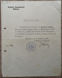 Certificat emis de Legatia Germana in Bucuresti 1927