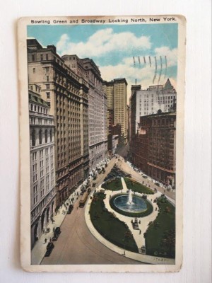 Carte postala veche vedere Bowling Green and Broadway Looking North NY, 1929 foto