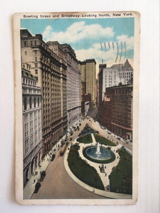 Carte postala veche vedere Bowling Green and Broadway Looking North NY, 1929