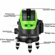 Laser - nivelă cu 5 linii, 2 acumulatori
