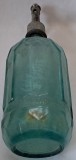 Sifon vintage din sticla colorata, h 32 cm