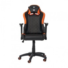 Scaun gaming pentru copii Serioux, 108-117.5 cm, piele ecologica, piston gaz, manere reglabile, maxim 100 kg, Negru/Portocaliu foto