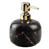 Dispenser ceramic elegant Pufo Black Stone pentru sapun lichid, 15 cm, negru