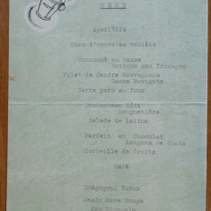 Meniu Restaurant Zissu Bucuresti , Dineu , 10 Aprilie 1942