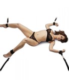 Set Catuse Textile Pat, Marime Universala, Negre, Reglabile, BDSM, Jocuri Erotice Cuplu