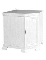 Comoda pe colt pentru living VMN1, Pal Melaminat, cu o usa, o polita, cu elemente din MDF, Alb Antichizat
