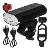 Set lumini bicicleta Trizand 1300 lm cu far fata si stop spate LED
