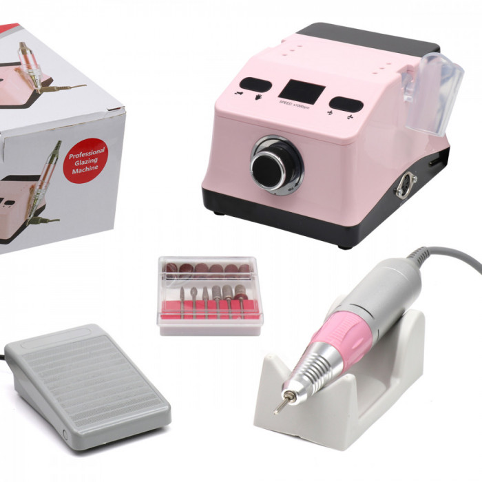 Freza profesionala, pila electrica unghii, ZS-718, 80W, 50000 rpm, culoare roz