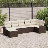 Cumpara ieftin Set de canapele pentru grădină cu pernă 7 pcs Maro Rattan poli