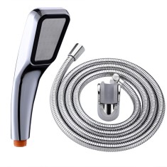 Set Para de Dus cu Accesorii, Placa din Inox, Modern, Suport de Prindere, Furtun 1/2&quot;, Argintiu