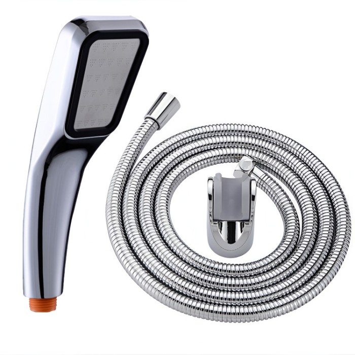 Set Para de Dus cu Accesorii, Placa din Inox, Modern, Suport de Prindere, Furtun 1/2&quot;, Argintiu