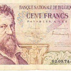 M1 - Bancnota foarte veche - Belgia - 100 franci - 1971