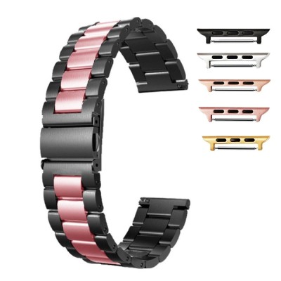 Curea otel inoxidabil, compatibila Apple Watch 10, 42mm, Pink Black foto