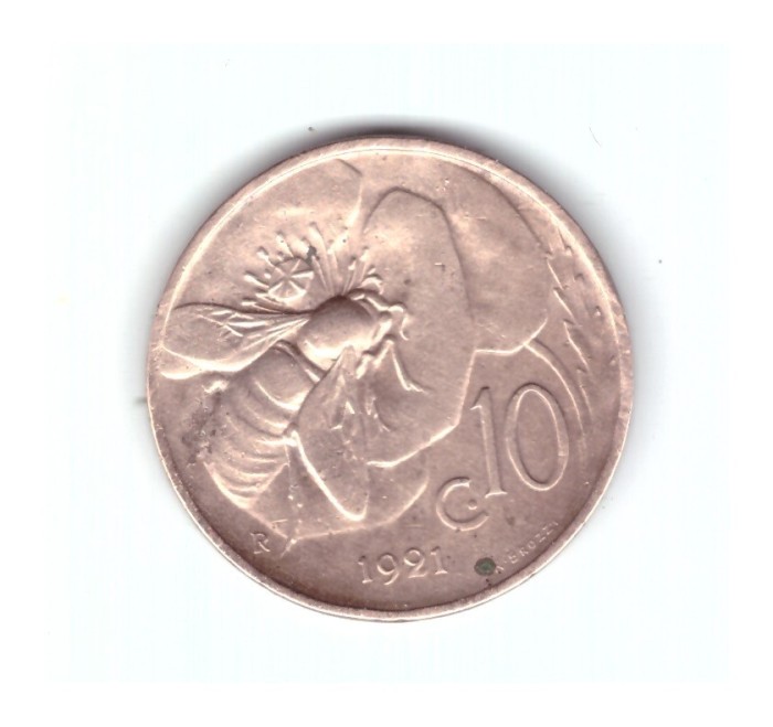 Moneda Italia 10 centesimi 1921, stare buna, curata