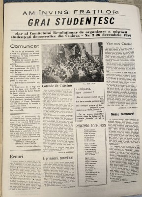 RARA = ZIAR VECHI - GRAI STUDENTESC , - PRIMUL NUMAR 1989 , CRAIOVA foto