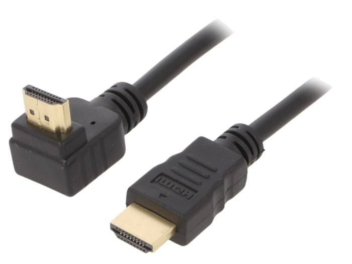 Cablu HDMI 2.0 90&deg; 1,8m, aurit