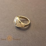 Inel tip ghiul femei cu cristale zirconia albe - placat 14k