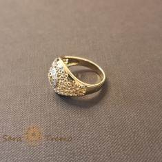 Inel tip ghiul femei cu cristale zirconia albe - placat 14k