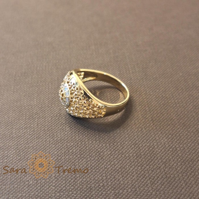 Inel tip ghiul femei cu cristale zirconia albe - placat 14k