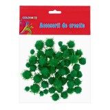 Pompoane cu diametru 10-20 mm,verde cu sclipici ,55 bucati set