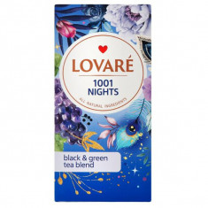 Cutie ceai cu 24 pliculețe Lovaré - 1001 Nights: amestec de ceai negru, plante și fructe 48 g