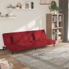 VidaXL Canapea extensibilă cu 2 locuri, 2 perne, roșu vin, catifea 375811