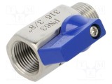 Supapă cu bilă Oțel AISI 316 PTFE 43mm PNEUMAT